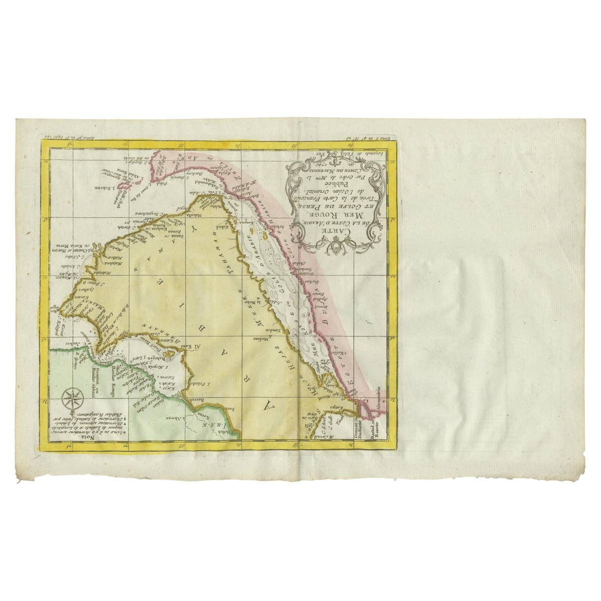 Antique Map of the Arabian Peninsula by Bellin 'c.1740'