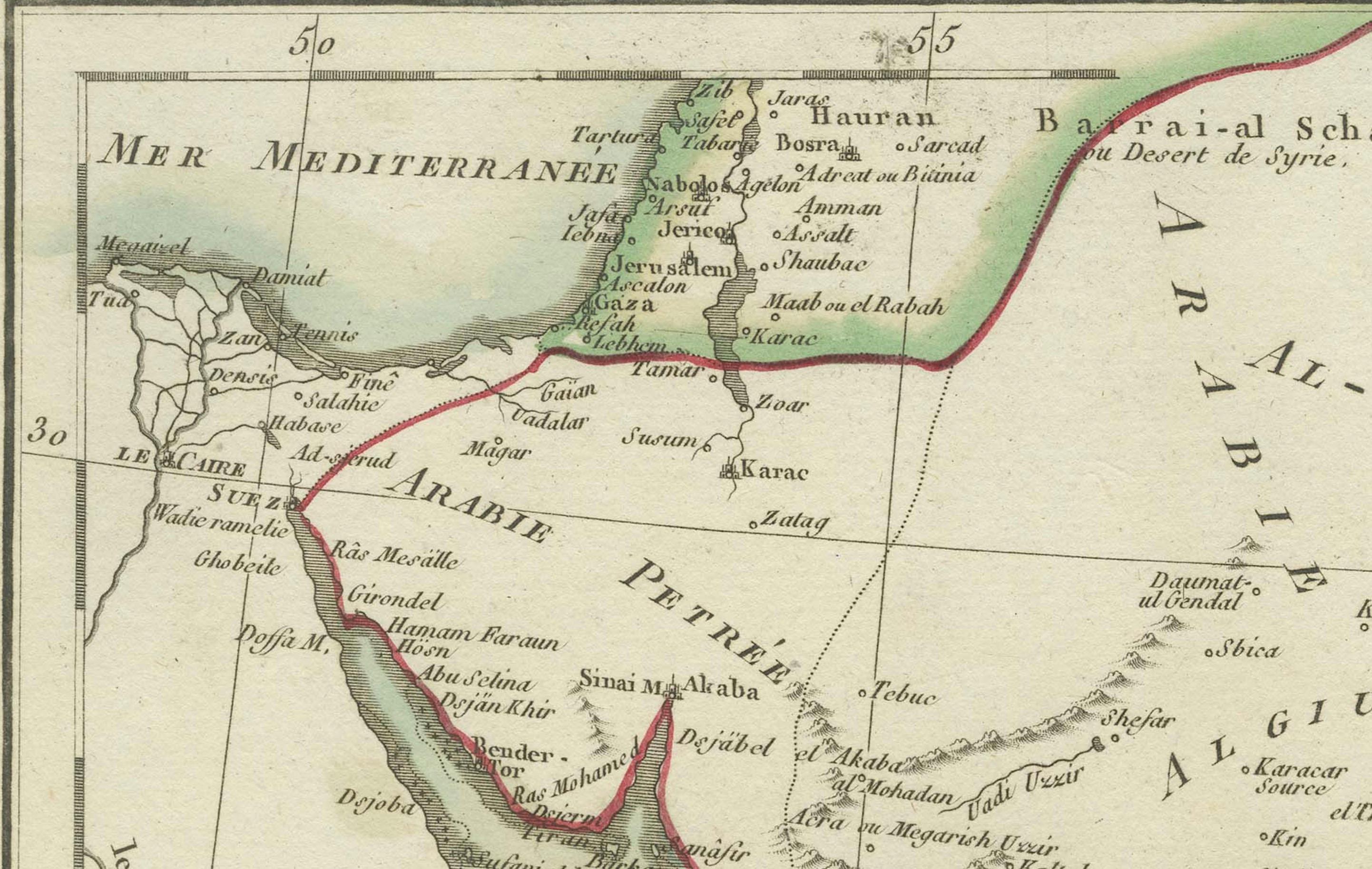 Engraved Antique Map of the Arabian Peninsula by Pierre Antoine Tardieu (1784-1869)