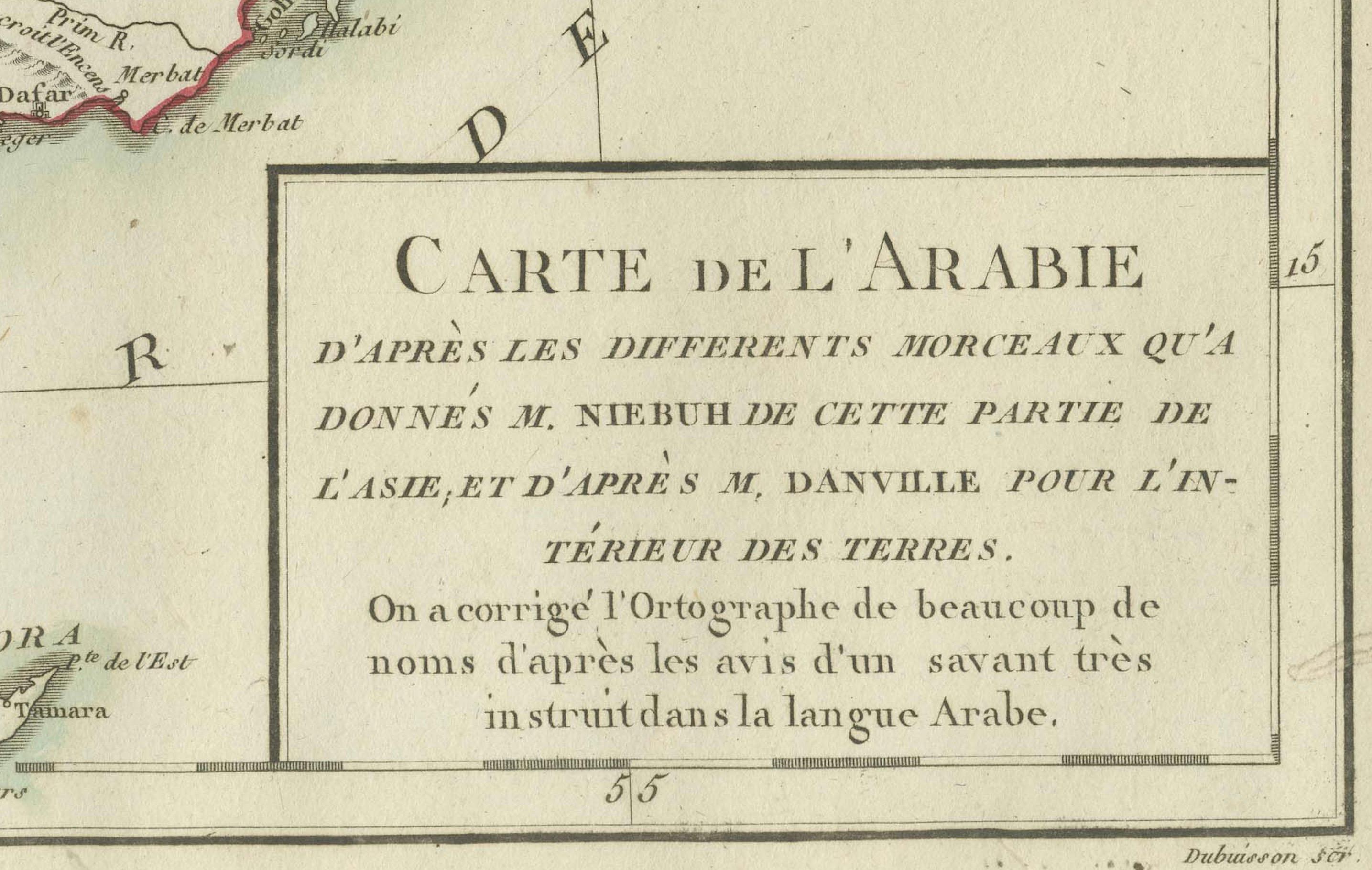 Paper Antique Map of the Arabian Peninsula by Pierre Antoine Tardieu (1784-1869)