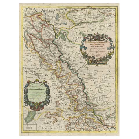 Antique Map of the Archdiocese of Cologne, Germany
