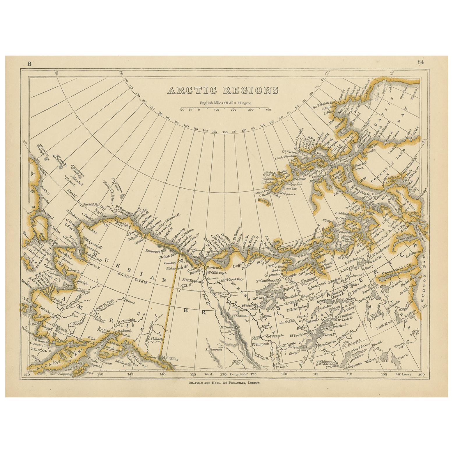 Carte ancienne des régions arctiques par Lowry (1852)
