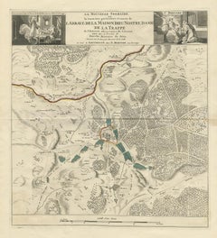 Antique Map of the Area around the Abbey in Soligny-la-Trappe 'c.1710'