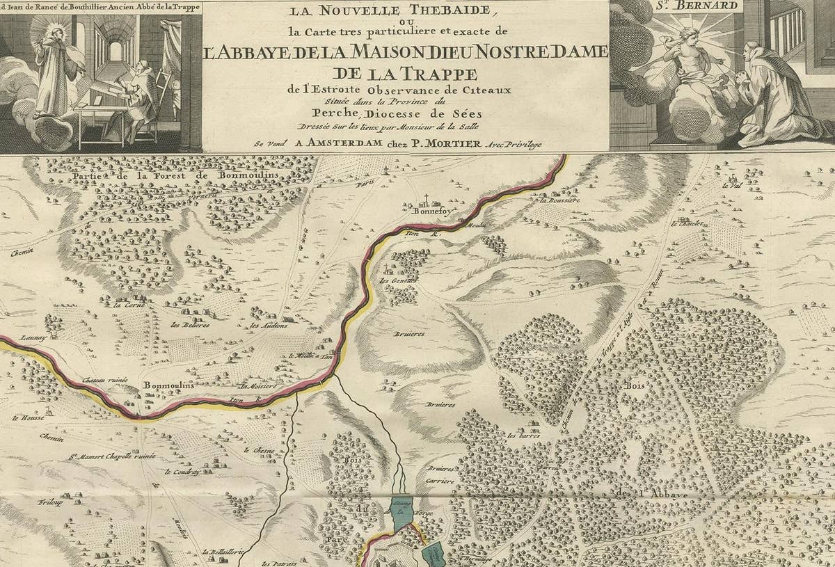 Antique Map of the Area around the Abbey in Soligny-la-Trappe 'c.1710'