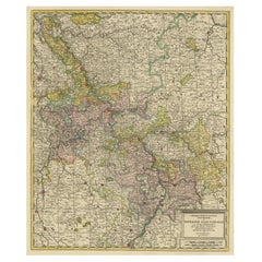Mappa antica dell'area del fiume Reno, Germania