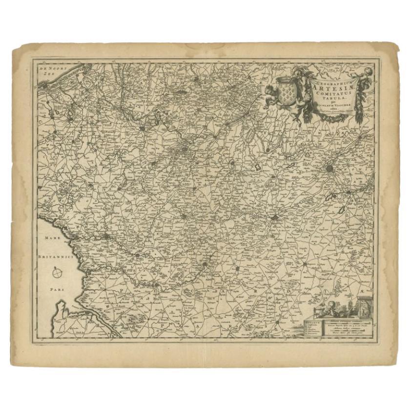 Antique Map of the Artois region by Visscher, c.1690 For Sale