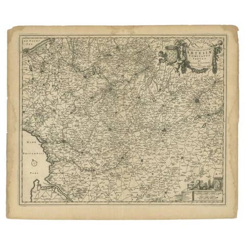 Antique Map of the Artois region by Visscher, c.1690