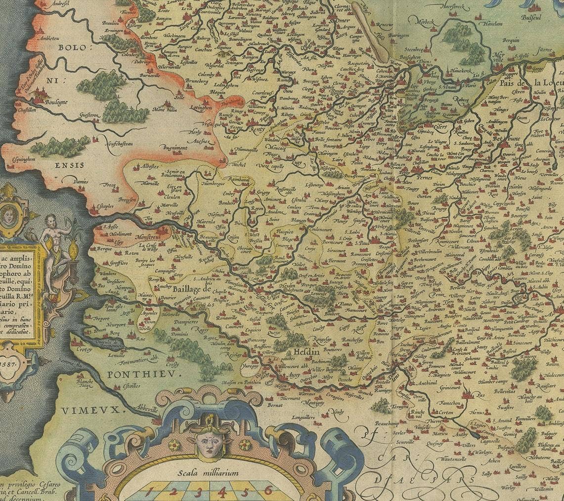 Antique Map of the Artois Region of France by Ortelius, 'circa 1590'