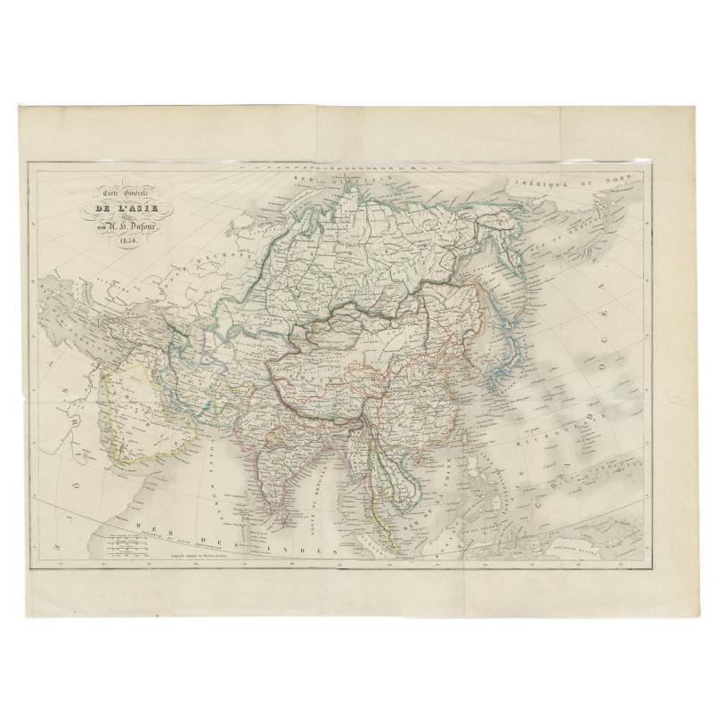 Antique Map of The Asian Continent, 1855 For Sale
