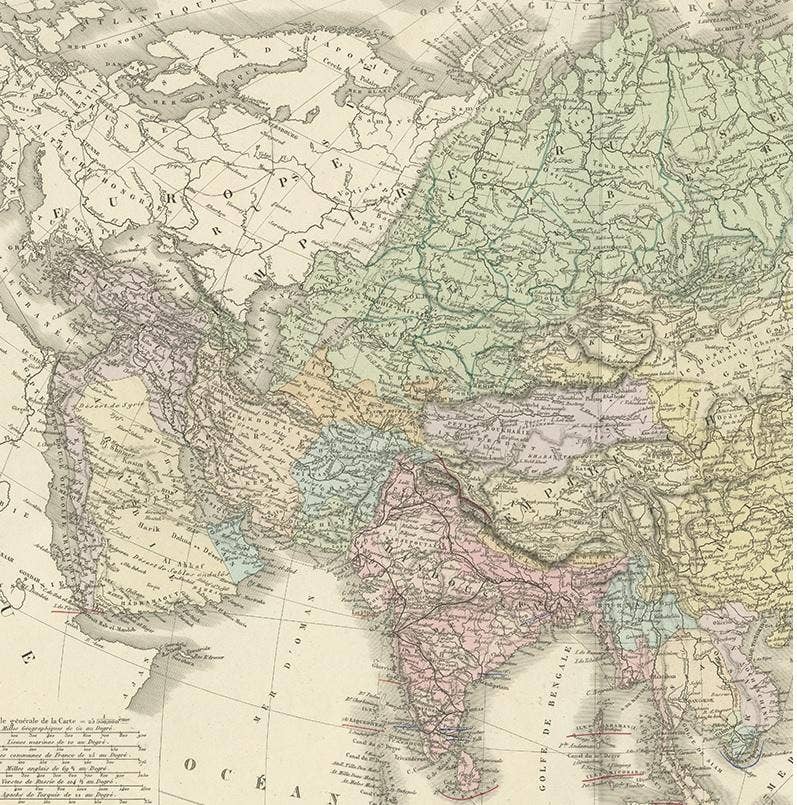 Antique Map of the Asian Continent by Levasseur, '1875'