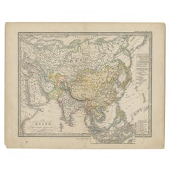 Antike Karte des asiatischen Kontinents aus einem Atlas der deutschen Schule, 1862