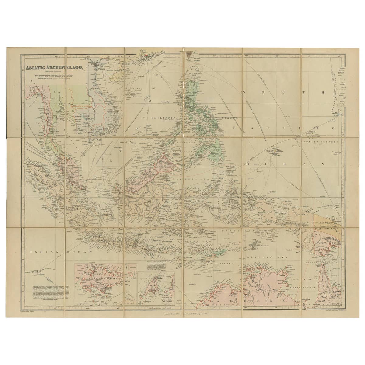 Antique Map of the Asiatic Archipelago by E. Stanford, circa 1910