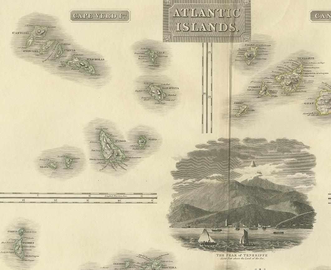 Carte ancienne des îles de l'Atlantic, 1817 État moyen - En vente à Langweer, NL