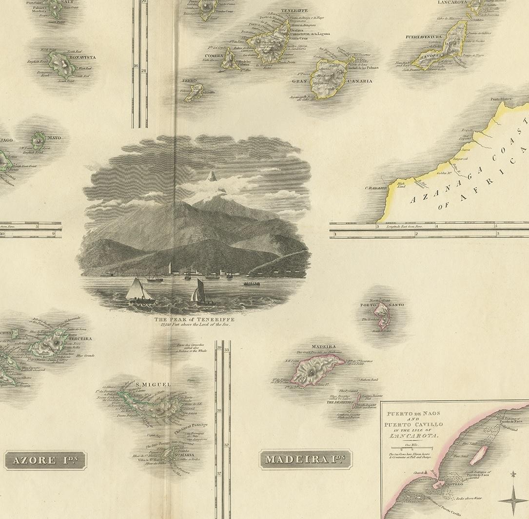 XIXe siècle Carte ancienne des îles de l'Atlantic, 1817 en vente