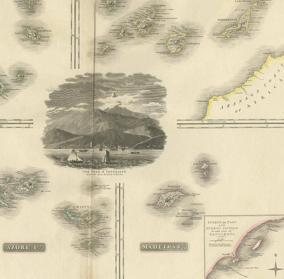 Antique Map of the Atlantic Islands, 1817