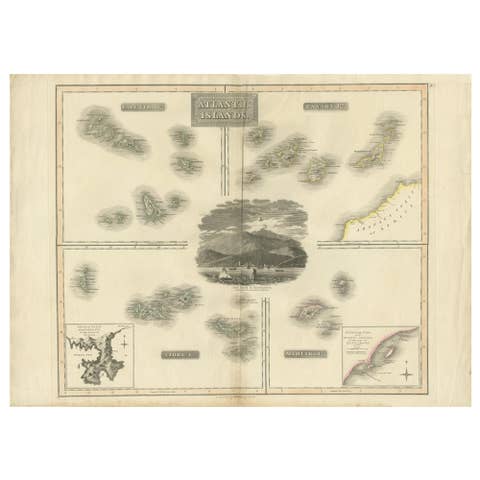Antique Map of the Atlantic Islands, 1817