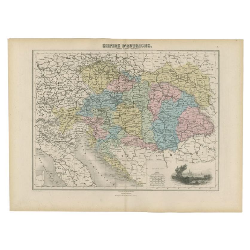 Antique Map of the Austrian Empire by Migeon, 1880 For Sale