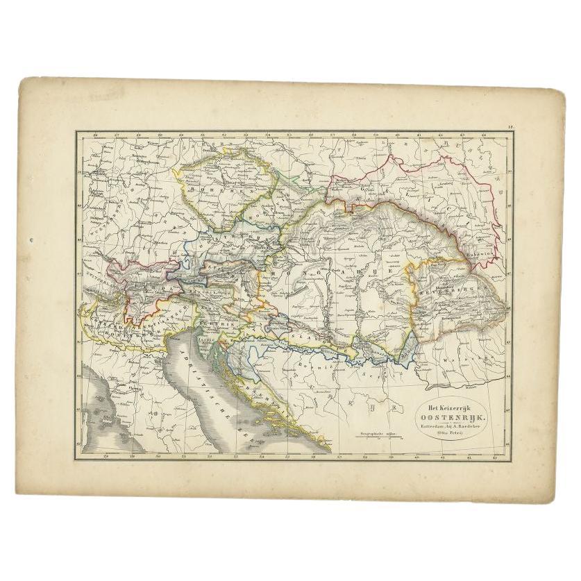 Antike Karte des österreichischen Reiches von Petri, 1852