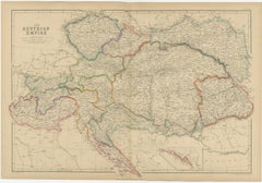 Austrian Empire Map, Antique Hand-Colored Political Map, Central Europe 1859