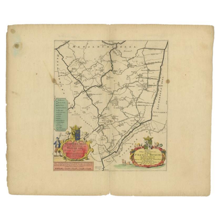 Antique Map of the Baarderadeel Township, 1718 For Sale