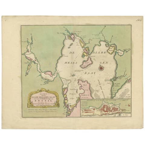 Antique Map of the Bahia Todos Santos 'Brazil' by Tirion, circa 1750