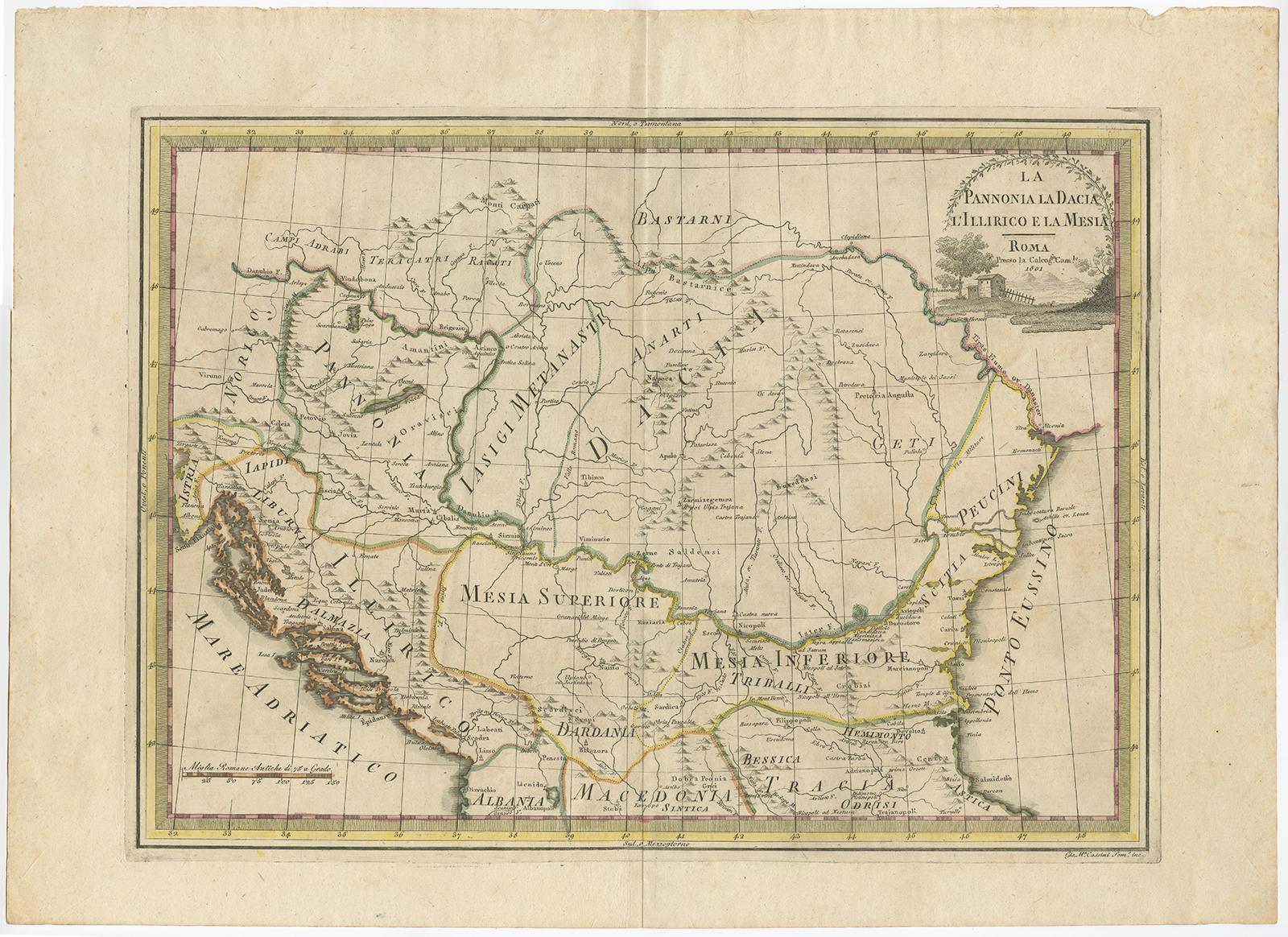 Antique Map of the Balkans by G.M. Cassini, 1801 In Good Condition In Langweer, NL