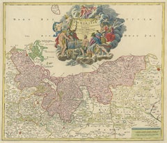Carta geografica antica della regione del Baltico di Homann "circa 1710
