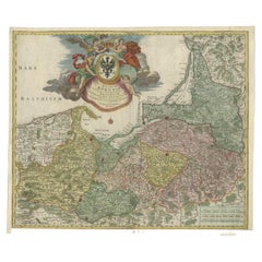 Antique Map of the Baltic Region by Homann, c.1720