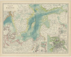Antique Map of the Baltic Sea by Johnston, '1909'