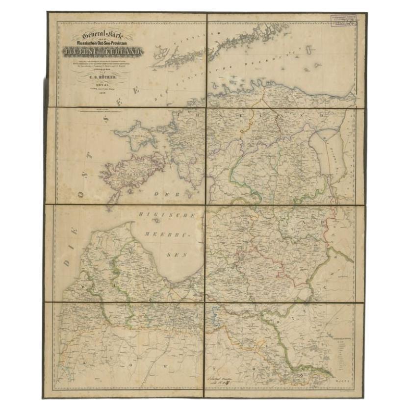 Antique Map of the Baltic States by Rücker, 1846 For Sale