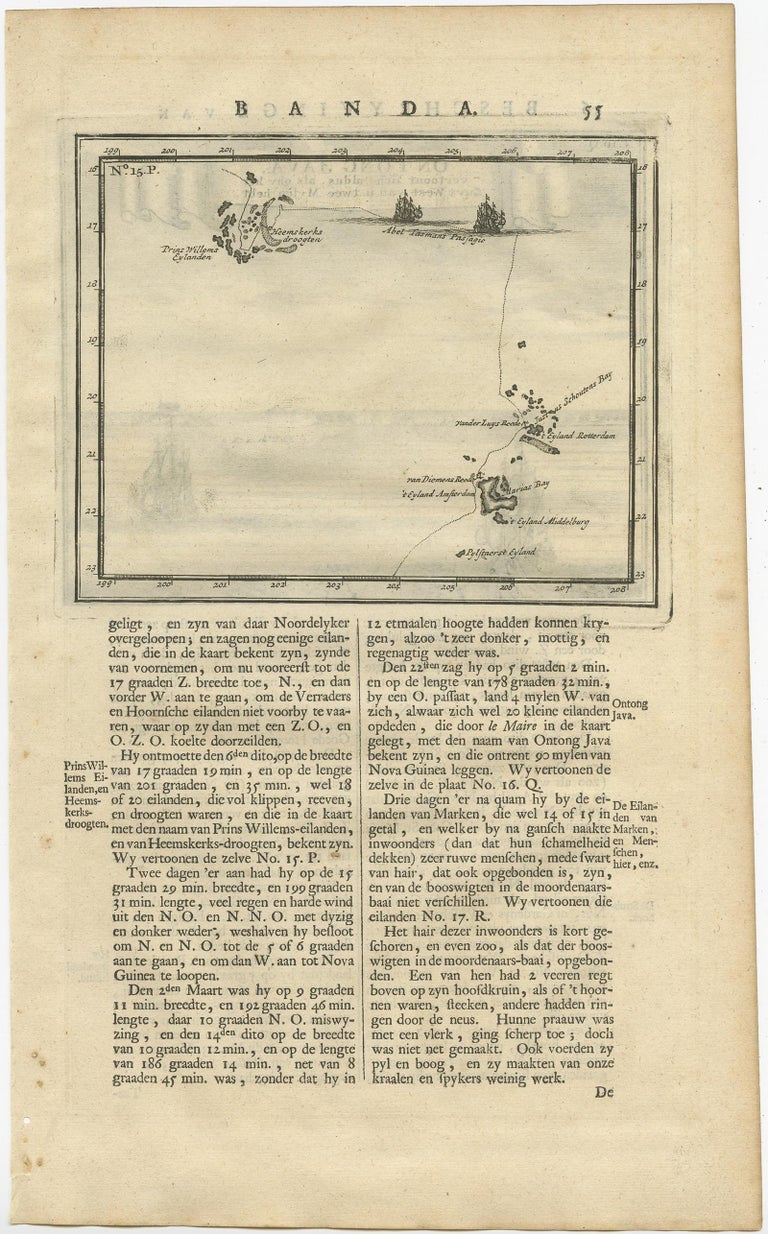 Antique Map of the Banda Islands and the Route of Abel Tasman ...
