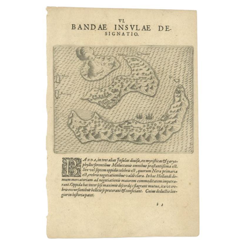 Antique Map of the Banda Islands by De Bry, c.1600 For Sale
