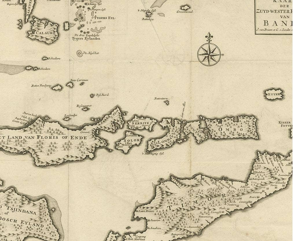 Antique Map of the Banda Islands in Indonesia by Valentijn, 1726