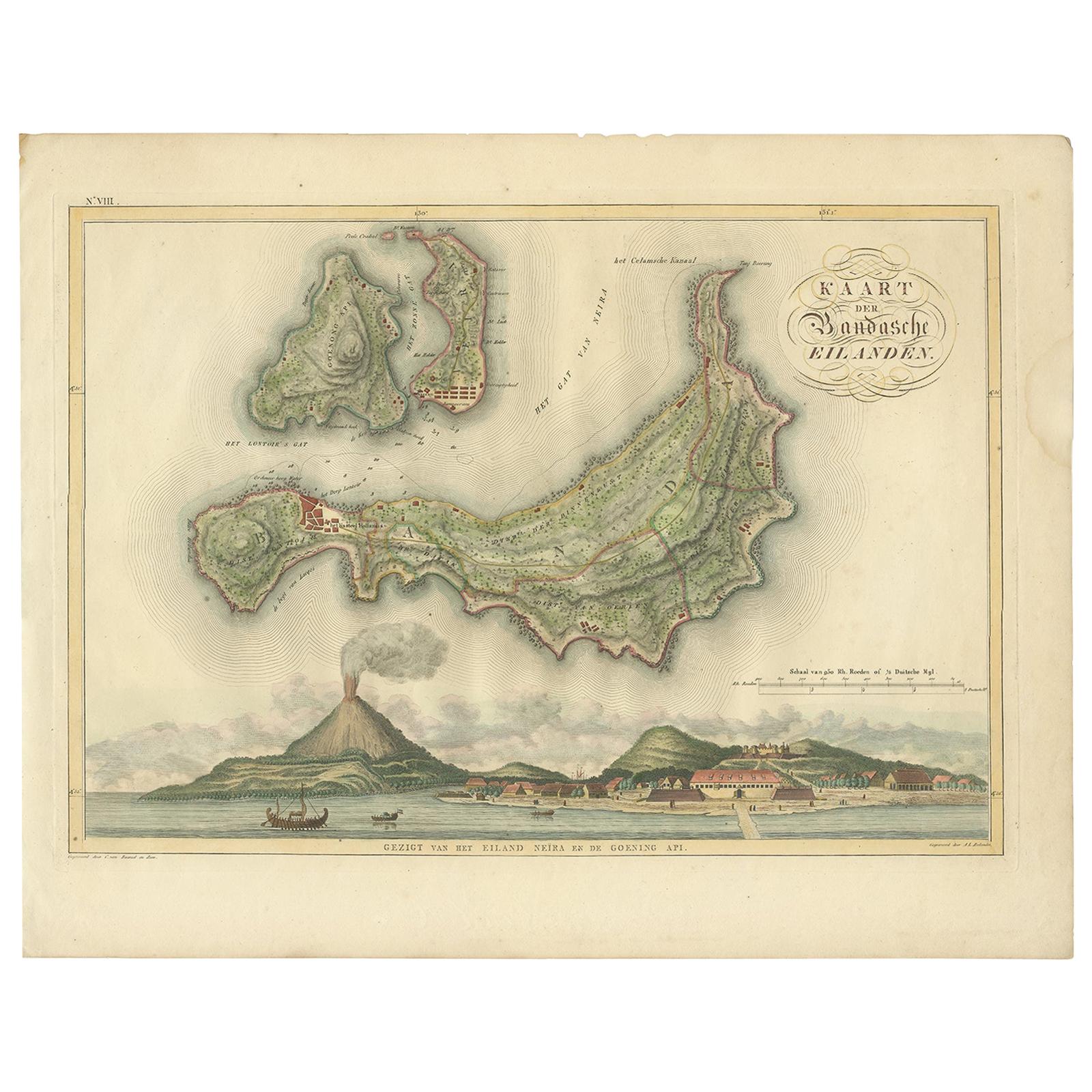 Antique Map of the Banda Islands by Van den Bosch '1818'