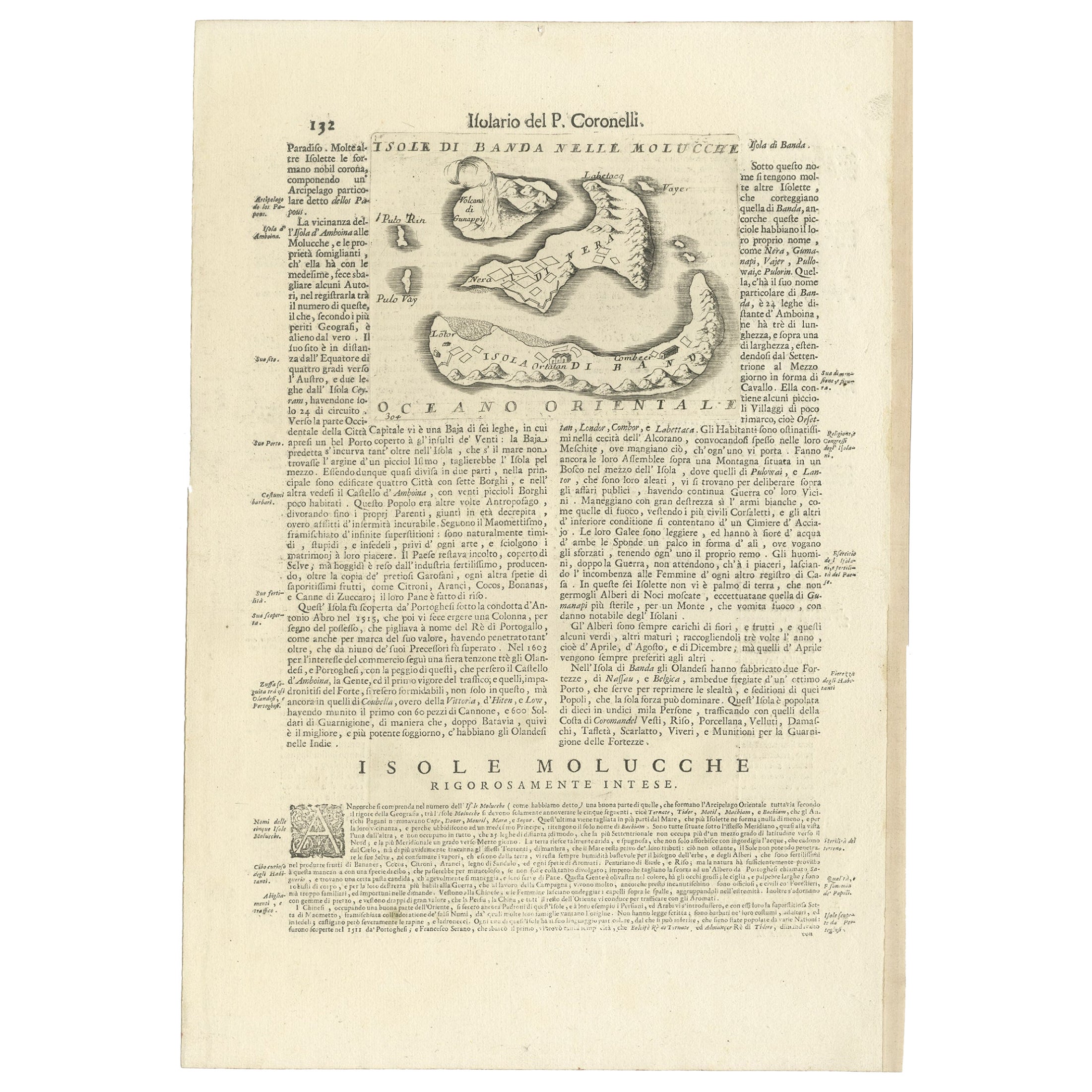 Antique Map of the Banda Islands or Spice Islands, Moluccas, Indonesia, 1697