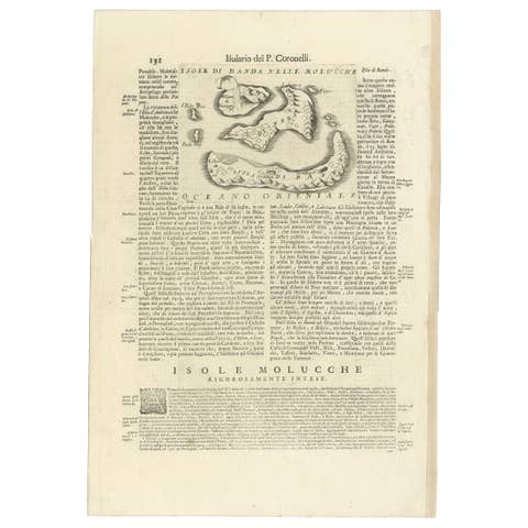 Antique Map of the Banda Islands or Spice Islands, Moluccas, Indonesia, 1697