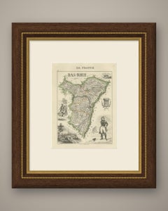 Antique Map of the Bas-Rhin, Strasbourg and Kleber, Vuillemin, circa 1860