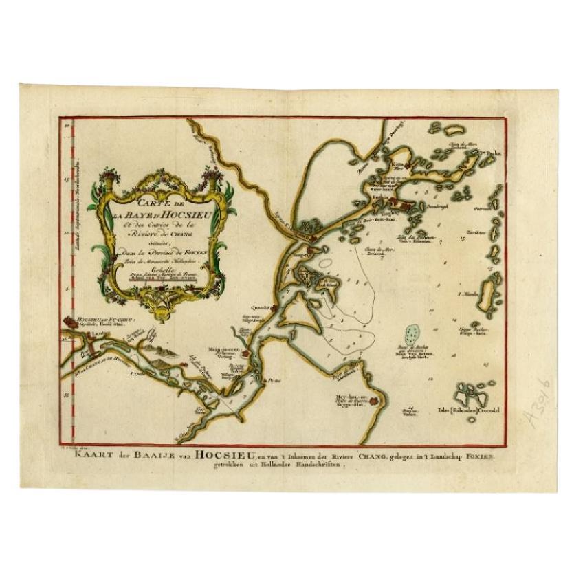 Antique Map of the Bay Near Huchou Island by Van Schley, 1758 For Sale