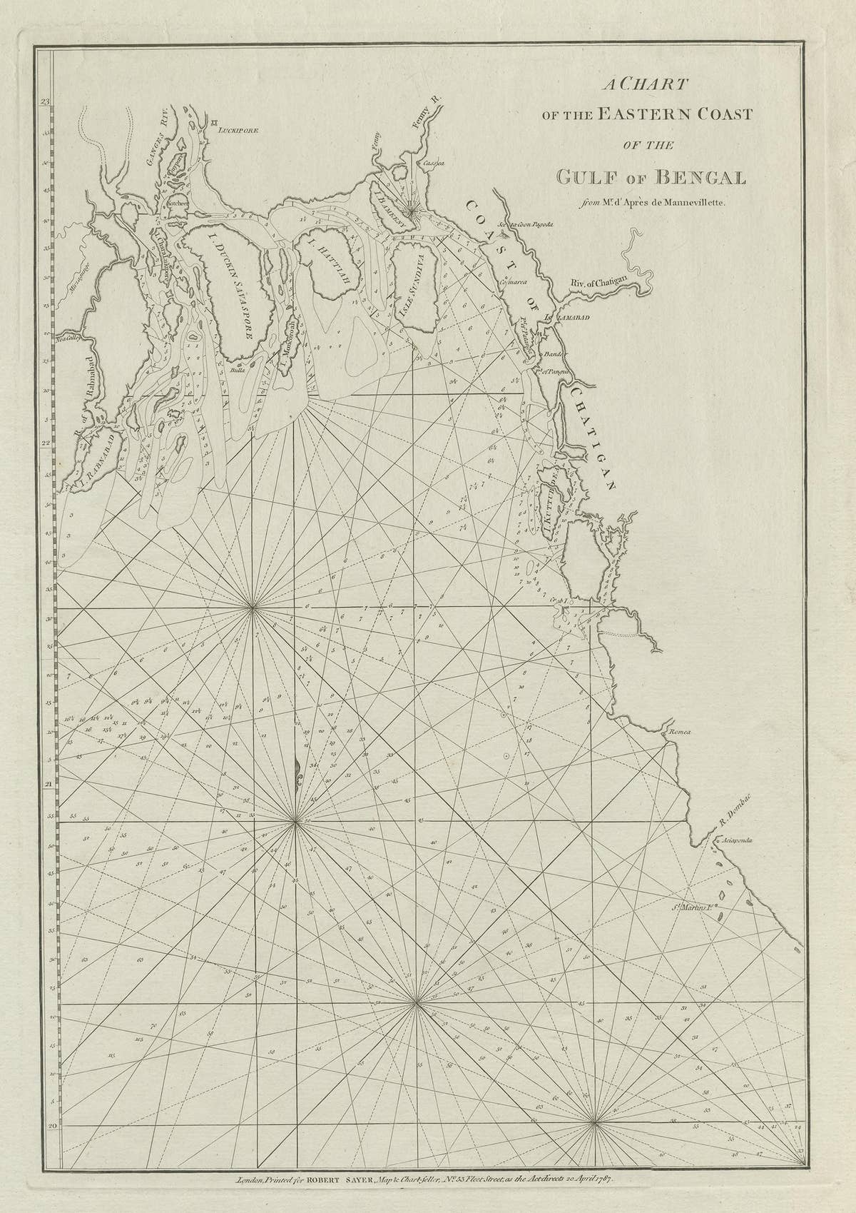 Antique Map of the Bay of Bengal Printed for Robert Sayer, 1787