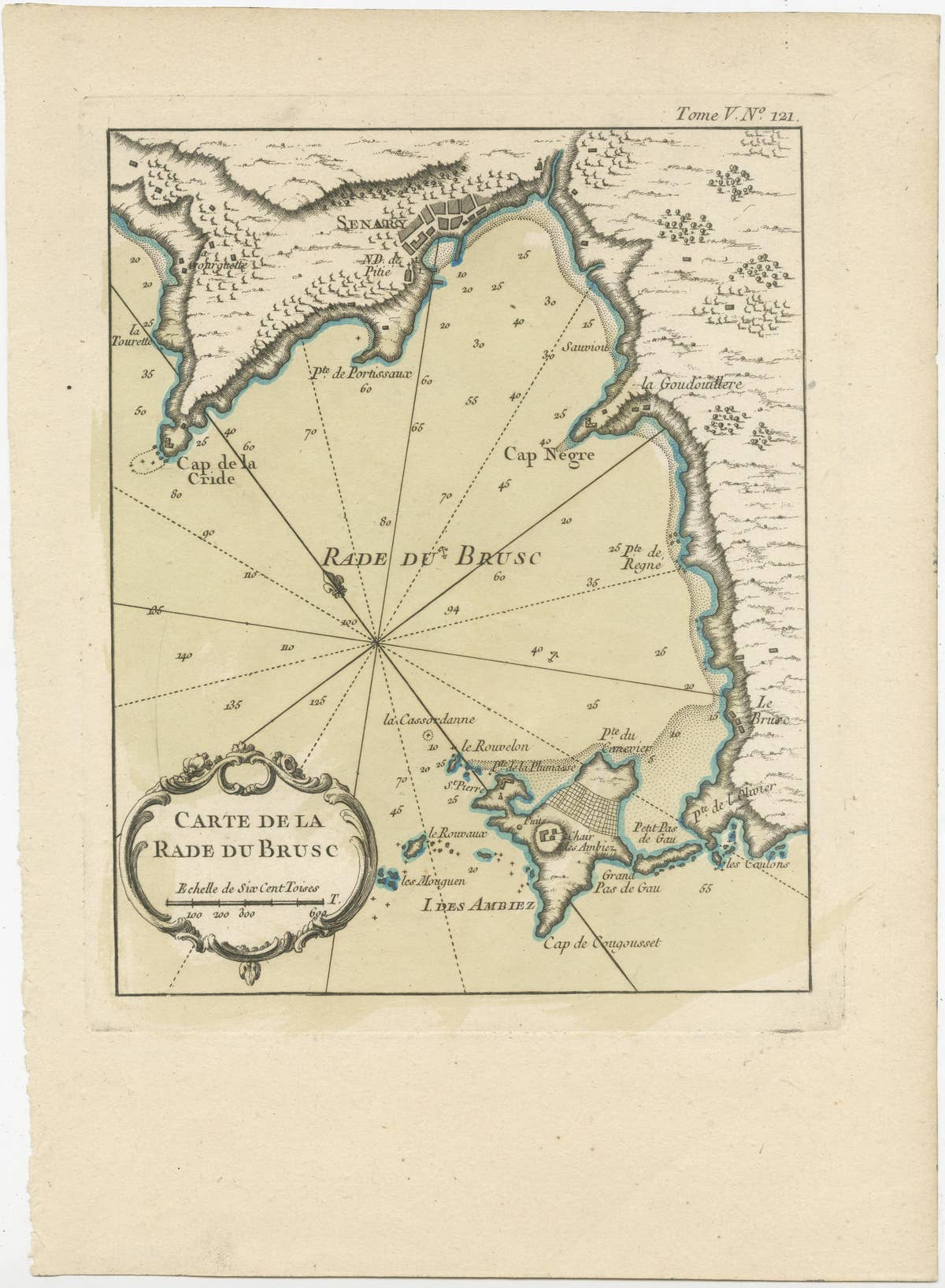 Antique Map of the Bay of Brusc, France