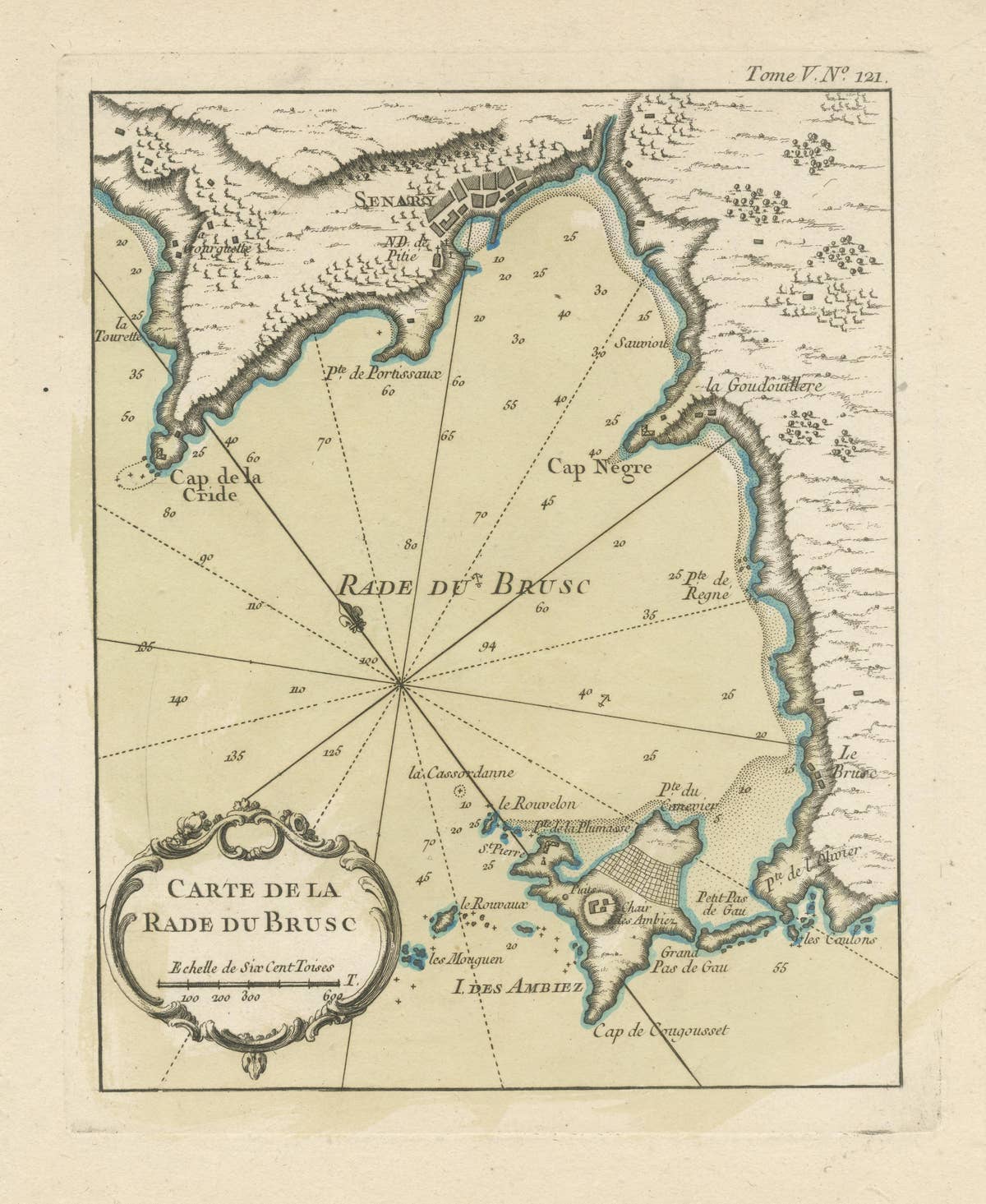 Antique Map of the Bay of Brusc, France