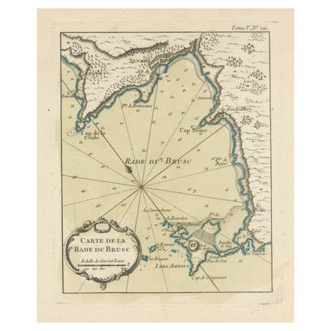 Antique Map of the Bay of Brusc, France