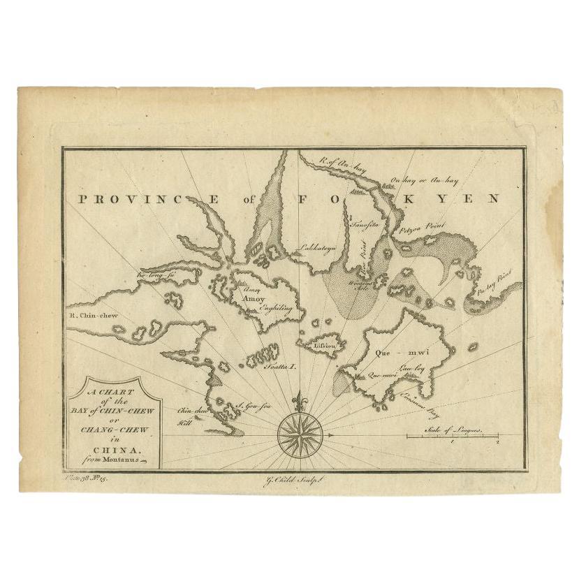 Antique Map of the Bay of Chin Chew by Child, 1747 For Sale