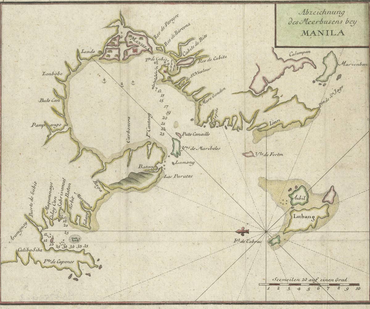 Antique Map of the Bay of Manila, Capital of the Philippines, 1763