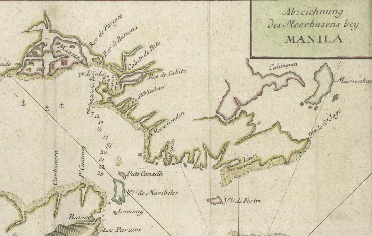 Antique Map of the Bay of Manila, Capital of the Philippines, 1763