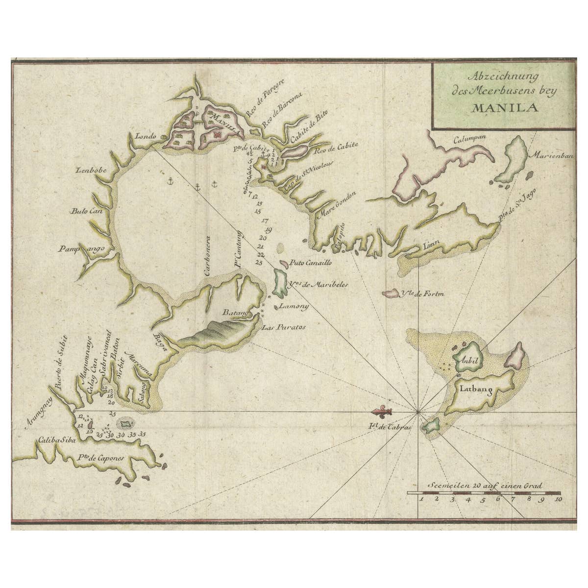 Antique Map of the Bay of Manila, Capital of the Philippines, 1763
