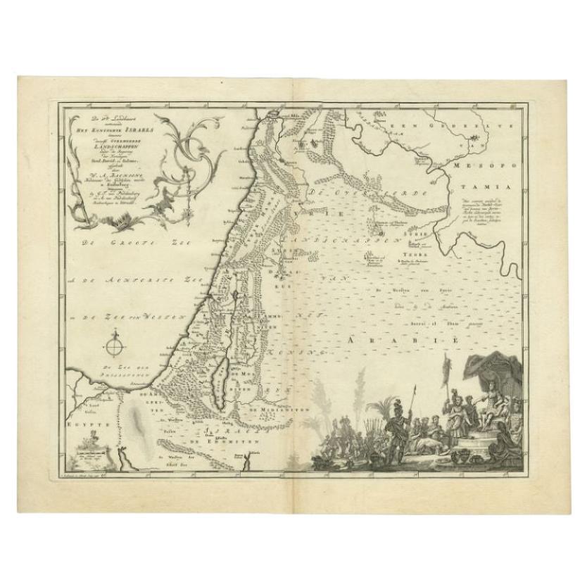 Carte ancienne du royaume biblique d'Israël par Lindeman, vers 1758