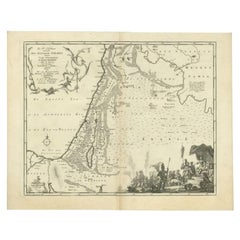 Antike antike Karte des biblischen Königreichs Israel von Lindeman, um 1758