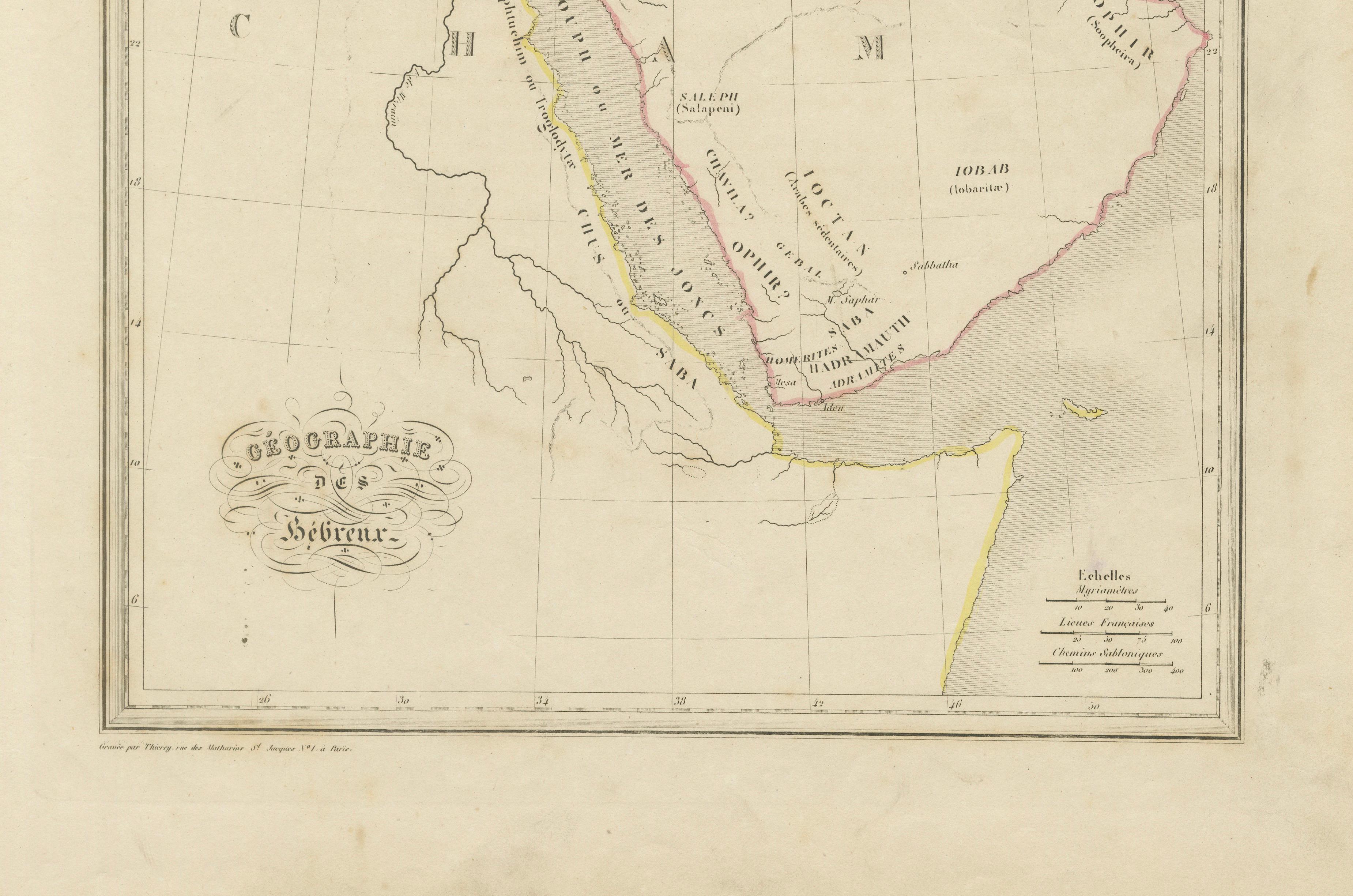 Antique Map of the Biblical Lands, Arabia and Canaan, Malte-Brun c.1820