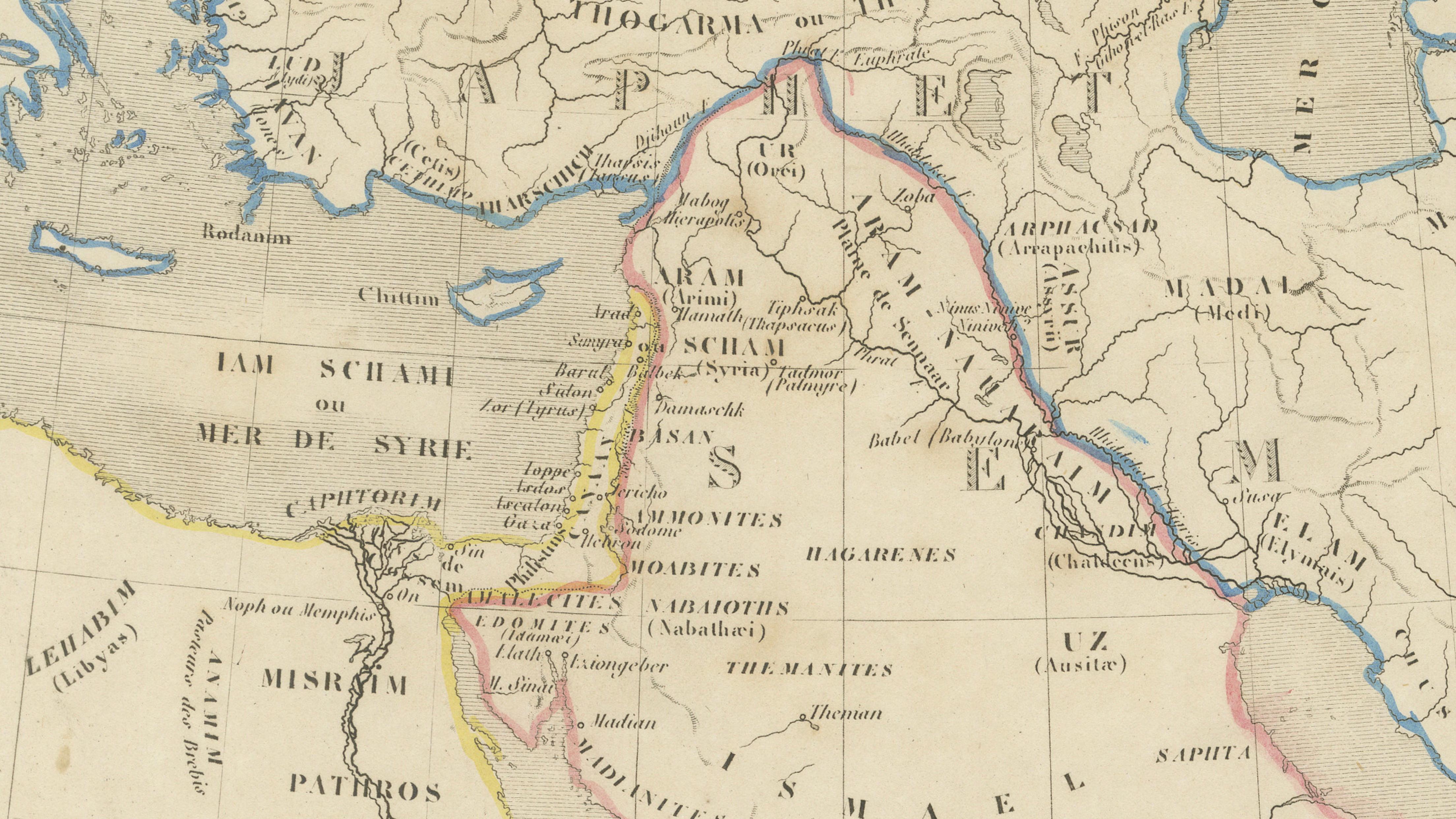 Antique Map of the Biblical Lands, Arabia and Canaan, Malte-Brun c.1820