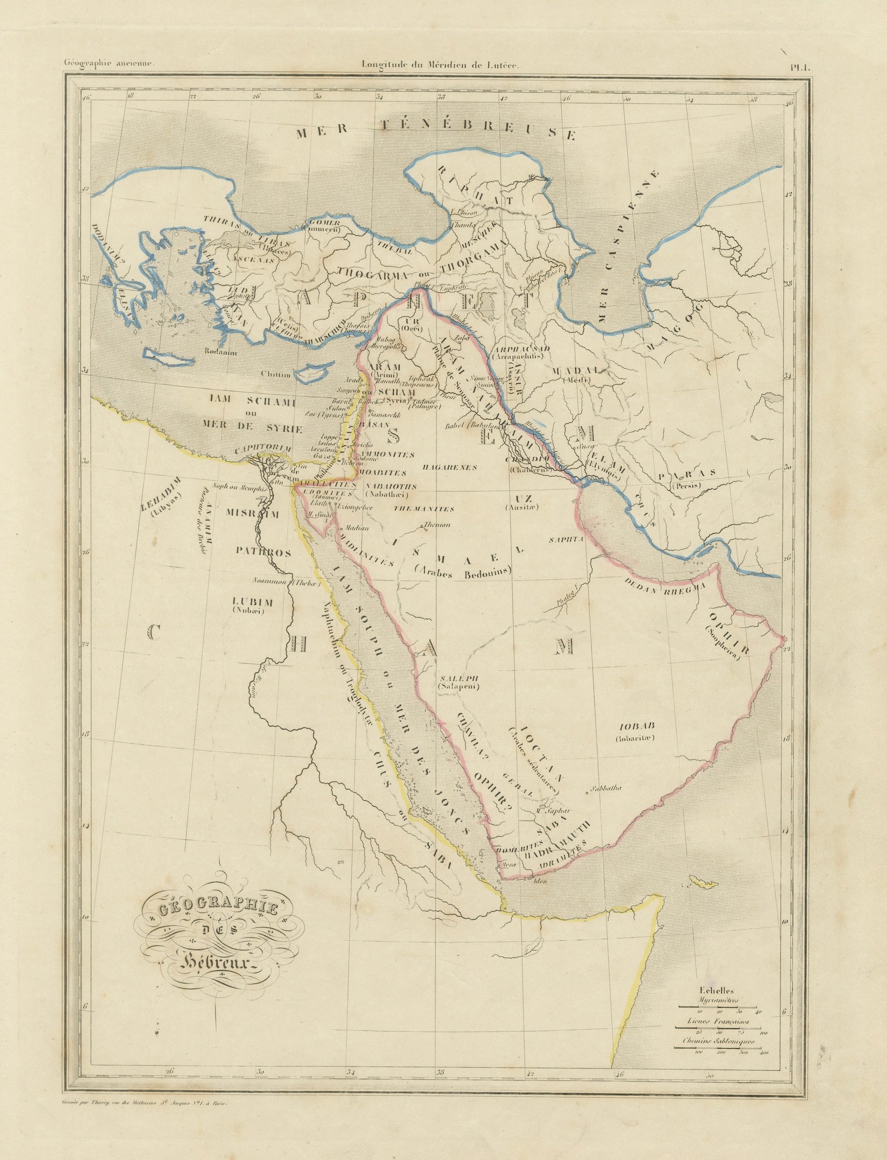 Antique Map of the Biblical Lands, Arabia and Canaan, Malte-Brun c.1820